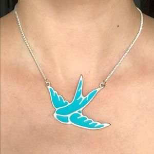Flying Swallow Enamel Bird Necklace